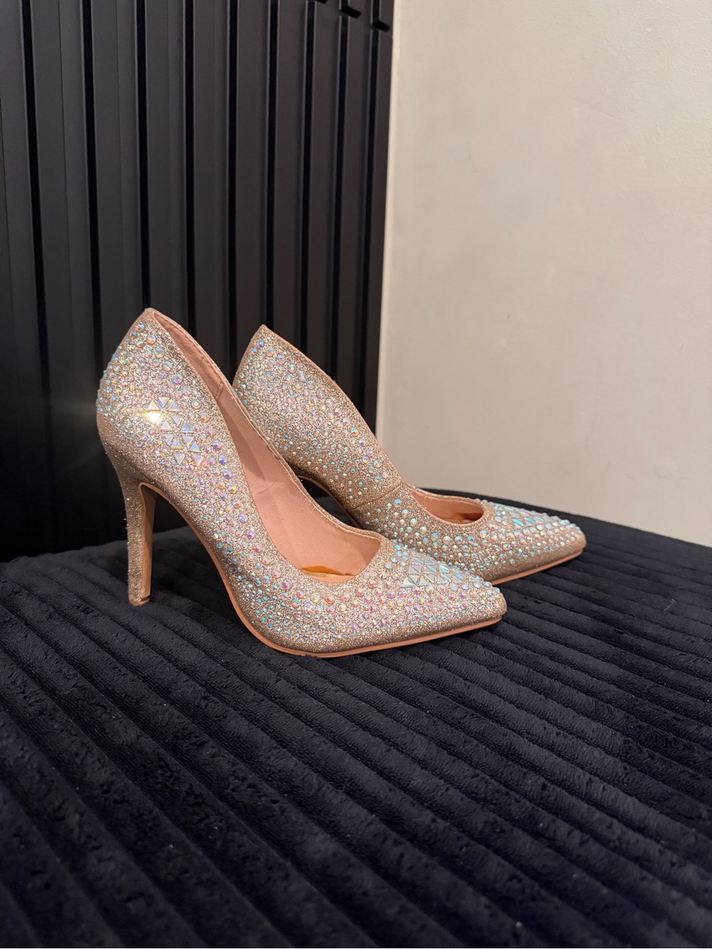 Crystal Embellished Pointed-Toe Stiletto Heels